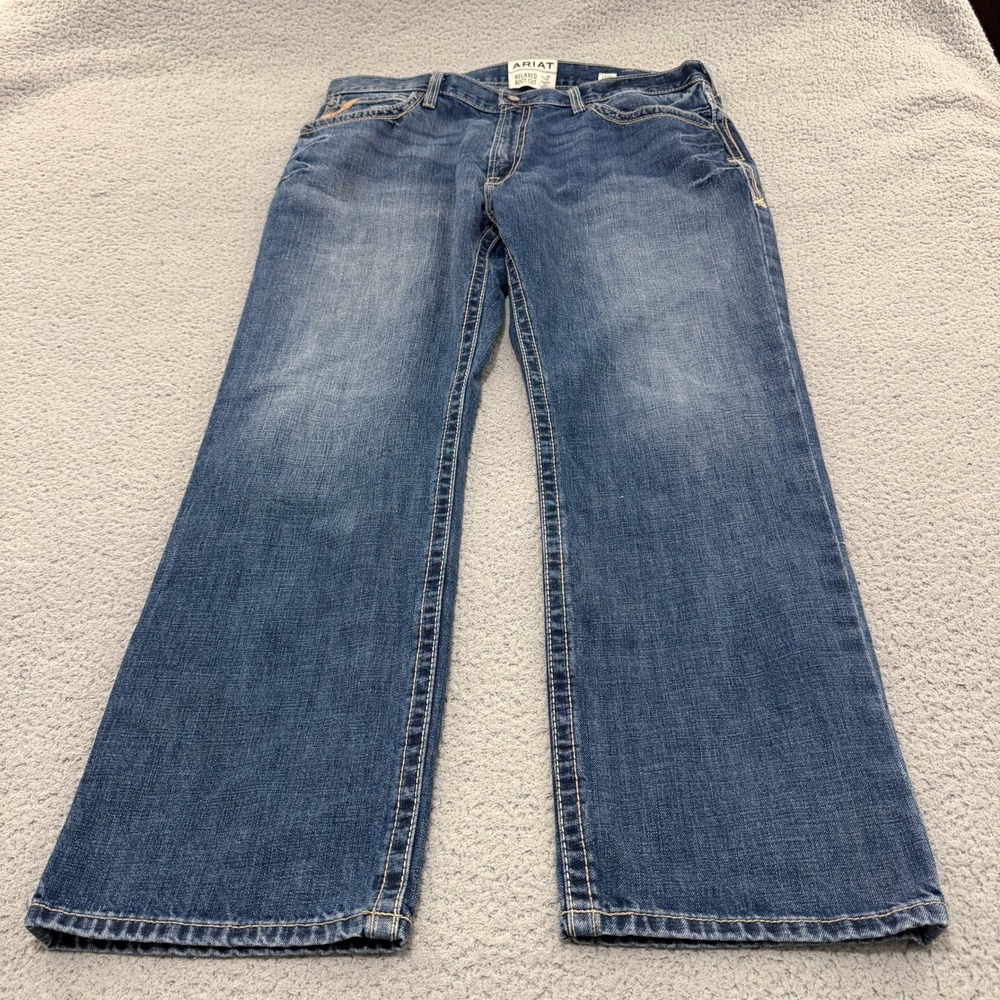 Ariat M4 Relaxed Boot Cut Jeans Mens 42x32 Medium Wash Blue Denim 100% Cotton
